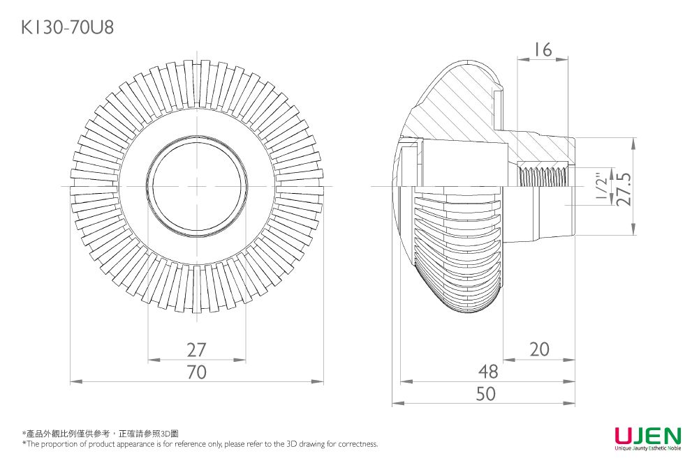 塑膠緊固旋鈕手轉螺帽尺寸圖