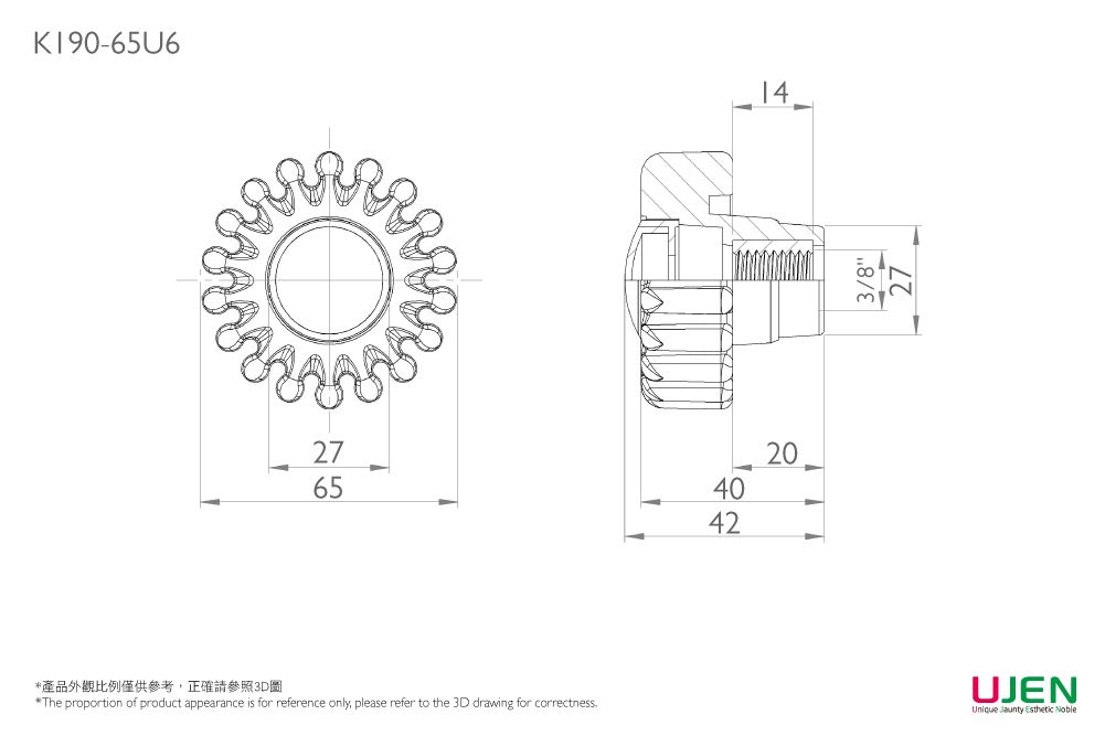 塑膠緊固旋鈕手轉螺帽尺寸圖